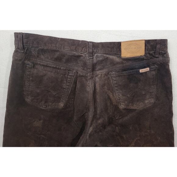 Vintage Skott's Suede Pants Brown Heavy Washable Leather Straight Men's Size 36 - Picture 6 of 15